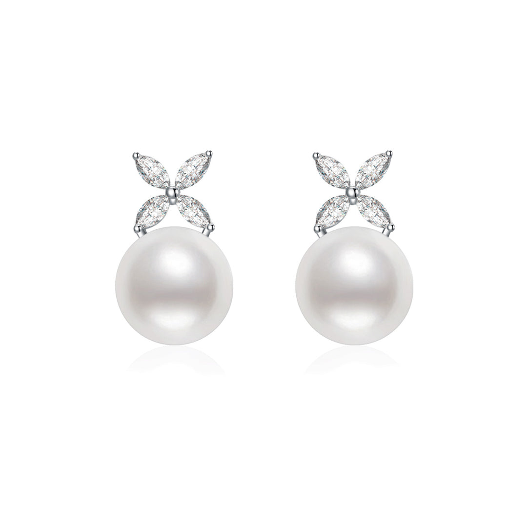 18K Diamond Akoya Pearl Earrings KE00114 | EVERLEAF - PEARLY LUSTRE