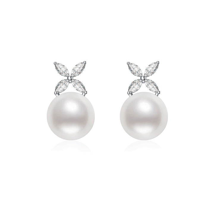 18K Diamond Akoya Pearl Earrings KE00114 | EVERLEAF - PEARLY LUSTRE