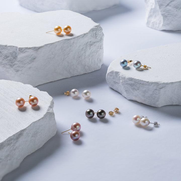 18K Gold Top Grade Pearl Stud Earrings KE00125 | 7 Days - PEARLY LUSTRE