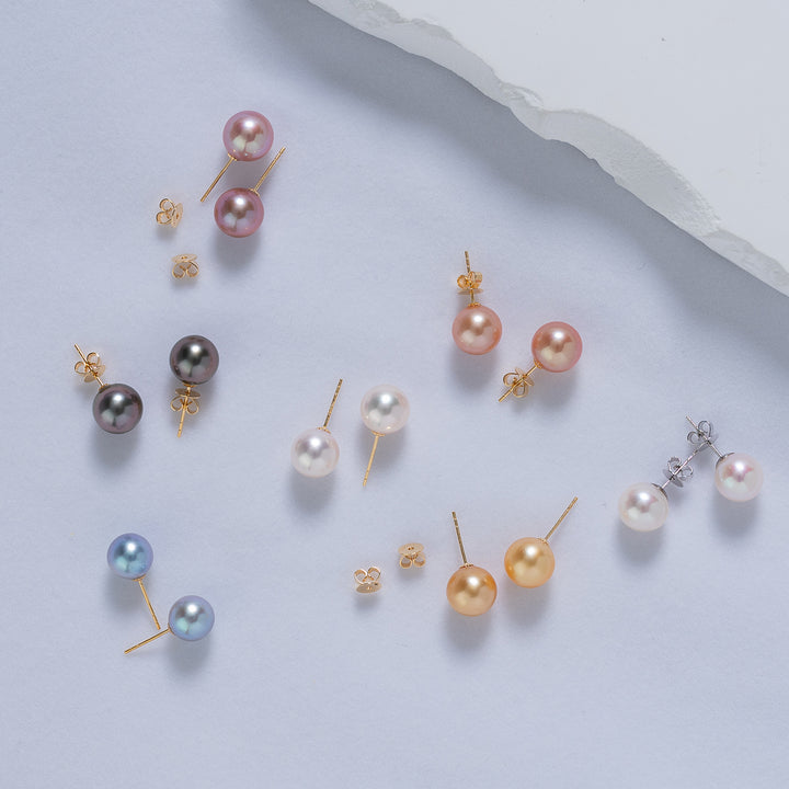 18K Gold Top Grade Pearl Stud Earrings KE00125 | 7 Days - PEARLY LUSTRE