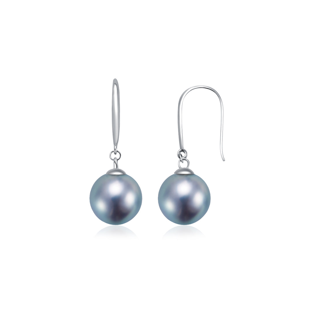 18K Gold Silver Blue Akoya Pearl Earrings KE00161 - PEARLY LUSTRE