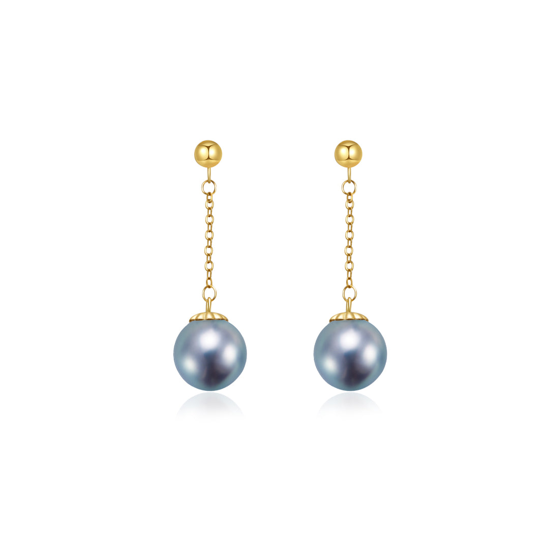 18K Gold Silver Blue Akoya Pearl Earrings KE00163 - PEARLY LUSTRE