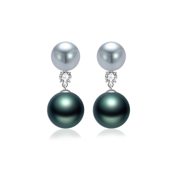 18K Tahitian & Madama Pearl Earrings KE00263 | HARMONY - PEARLY LUSTRE