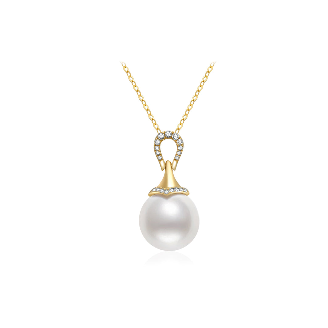 18k Solid Gold Diamond Edison Pearl Necklace KN00138 | Si Dian Jin - PEARLY LUSTRE