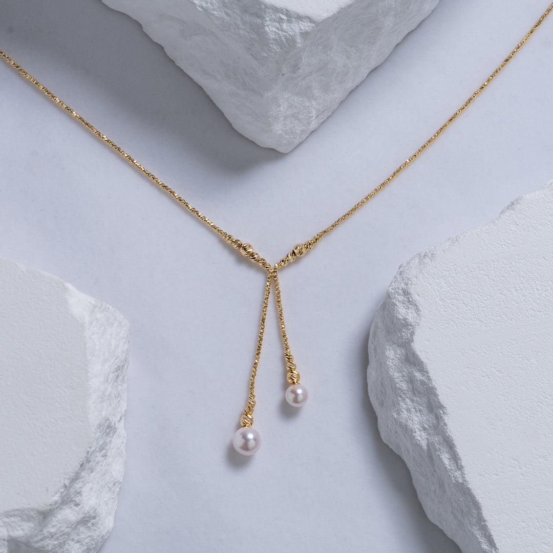 18k Solid Gold Akoya Hanadama Pearl Necklace KN00144 - PEARLY LUSTRE