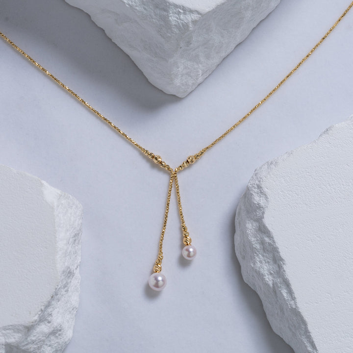 18k Solid Gold Akoya Hanadama Pearl Necklace KN00144 - PEARLY LUSTRE
