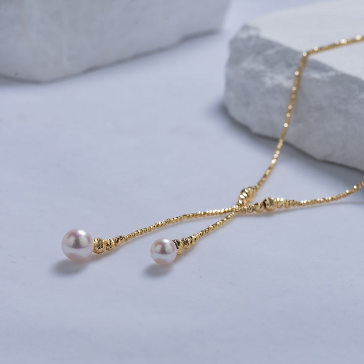 18k Solid Gold Akoya Hanadama Pearl Necklace KN00144 - PEARLY LUSTRE