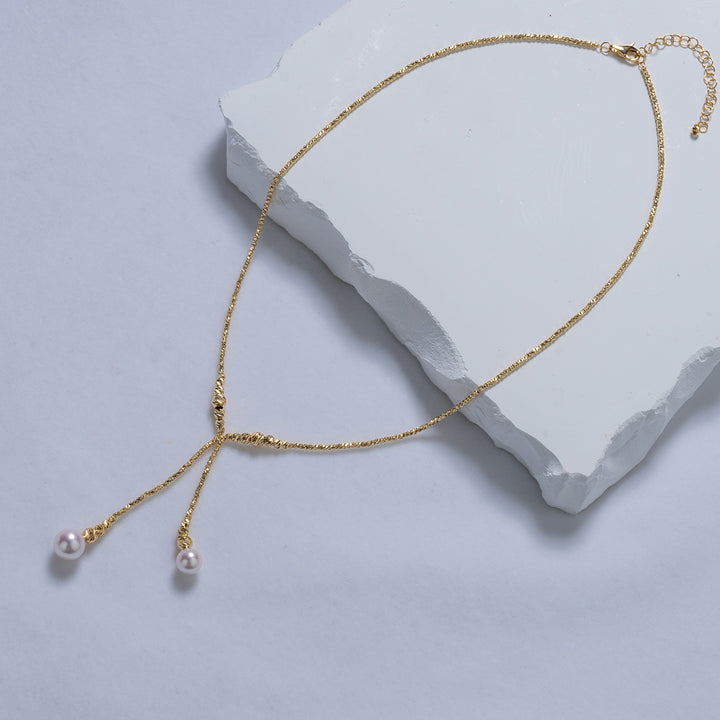 18k Solid Gold Akoya Hanadama Pearl Necklace KN00144 - PEARLY LUSTRE