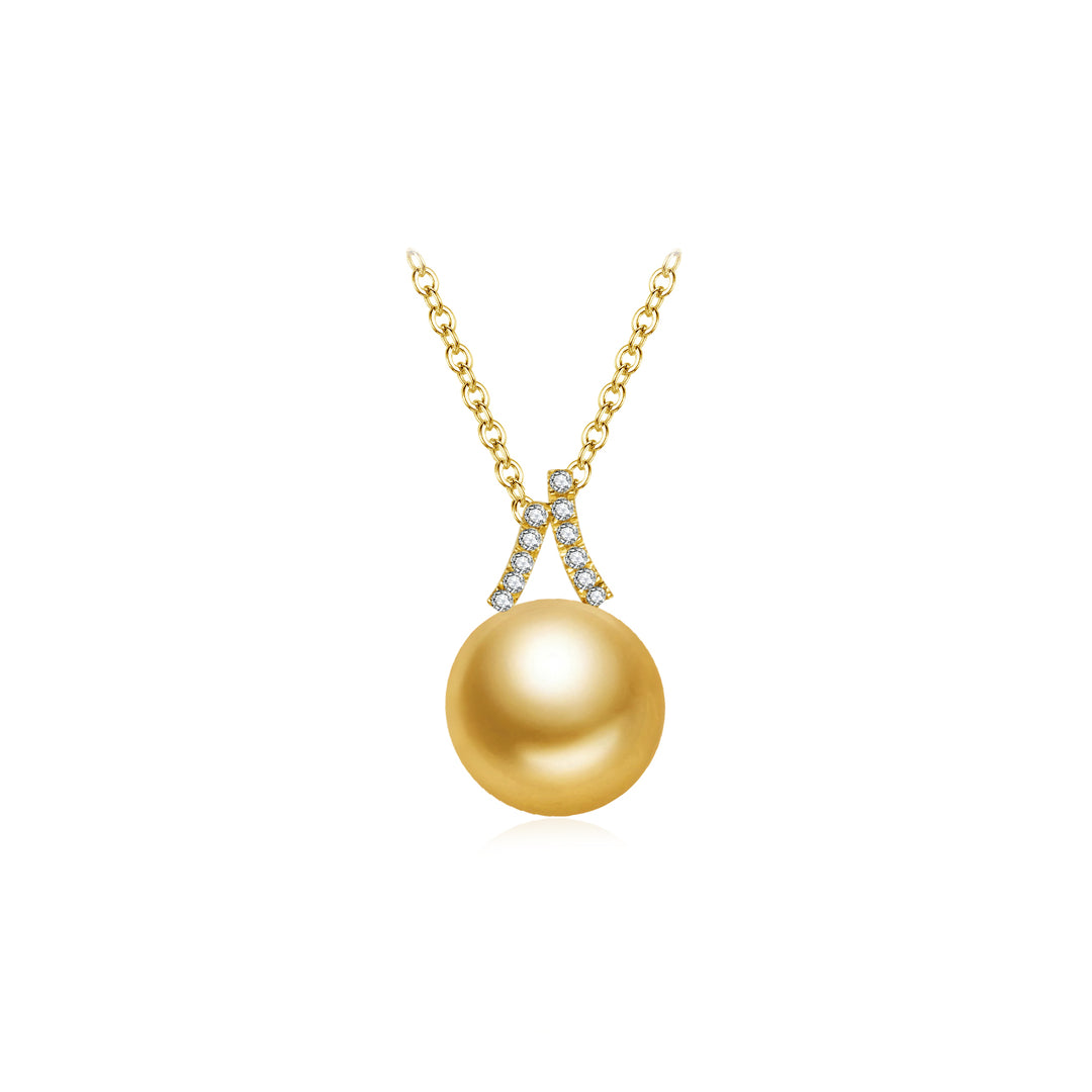 18K Solid Gold South Sea Golden Pearl Necklace KN00193 - PEARLY LUSTRE