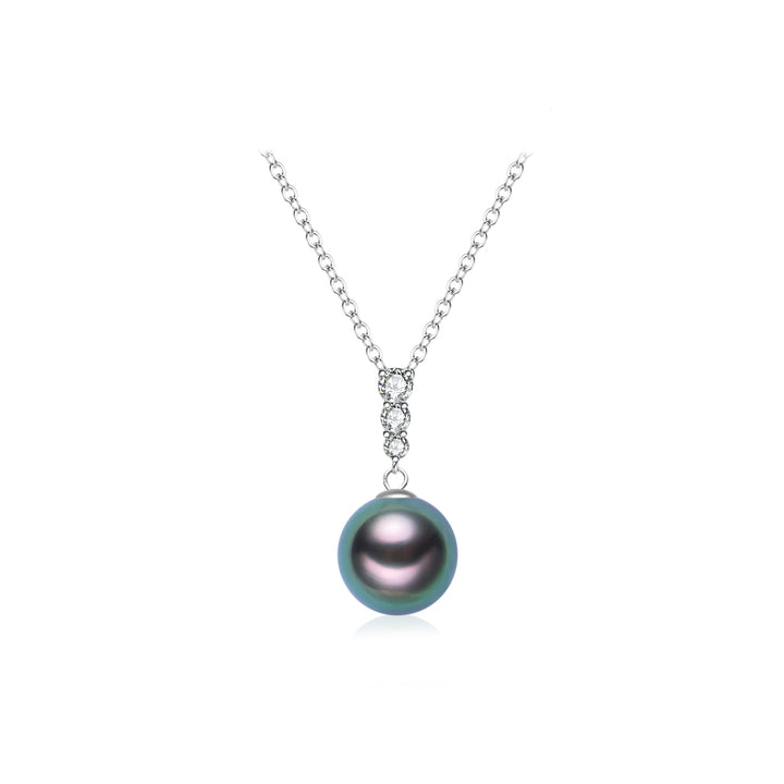 18K Solid Gold Exceptional Saltwater Tahitian Pearl Necklace KN00312 - PEARLY LUSTRE