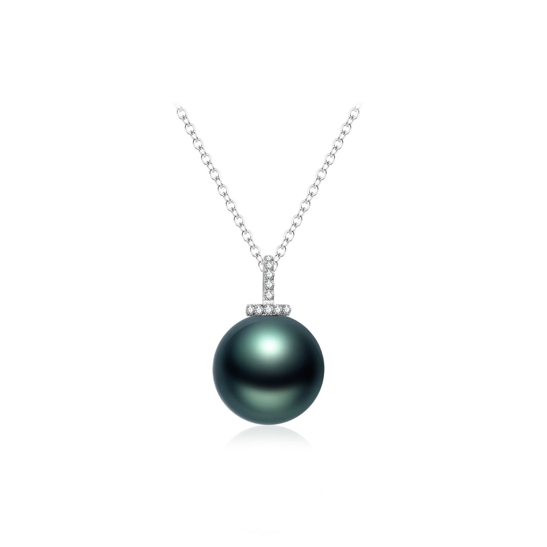 18K Solid Gold Saltwater Tahitian Pearl Necklace KN00322 - PEARLY LUSTRE
