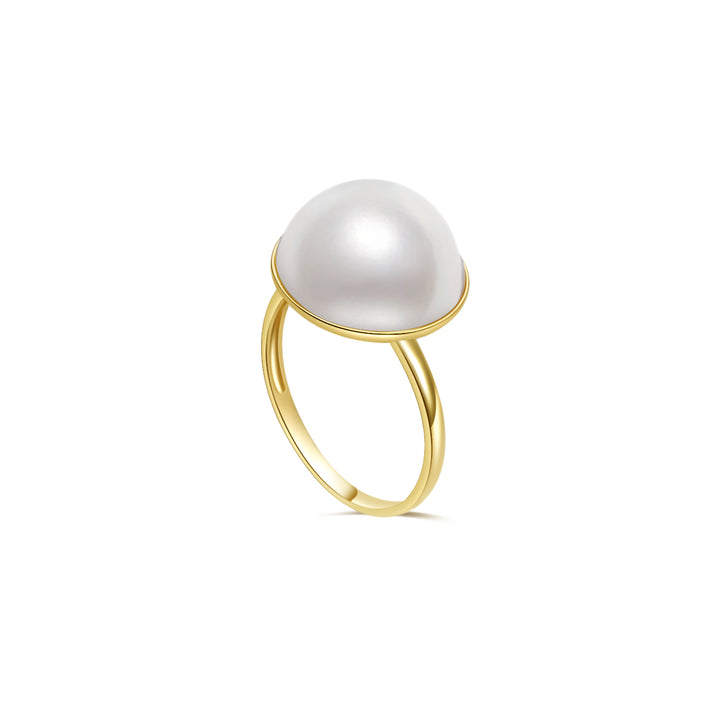 18K Saltwater Mabe Pearl Ring KR00075 - PEARLY LUSTRE