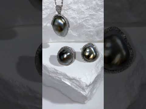 18K ソリッド ゴールド ダイヤモンド タヒチアン ケシ パール ネックレス KN00143