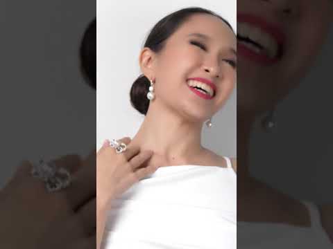 18K ソリッド ゴールド ダイヤモンド オーストラリアン ホワイト パール イヤリング KE00147