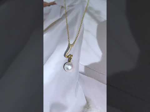 18K ソリッド ゴールド ダイヤモンド 花珠 アコヤ パール ネックレス KN00135 | Sコレクション