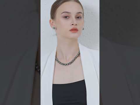 Collier de perles noires d'eau douce brillantes WN00704