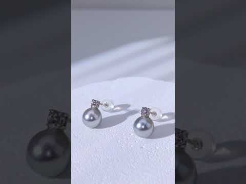 18K Silver Blue Akoya Pearl Earrings KE00132