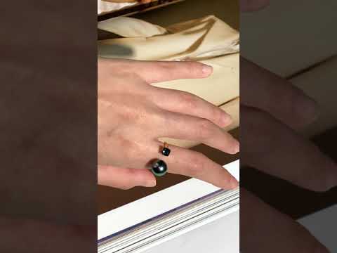 18K Solid Gold Tahitian Pearl Ring KR00062