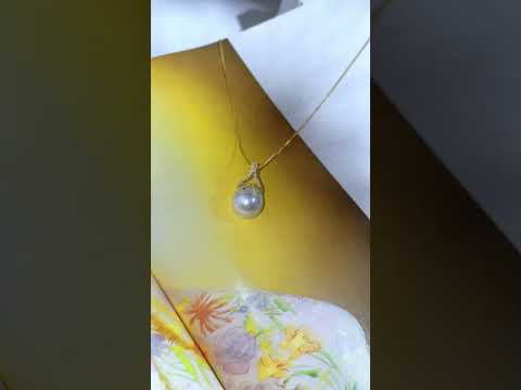 18K ソリッド ゴールド オーストラリアン ホワイト ダイヤモンド 海水パール ネックレス KN00134