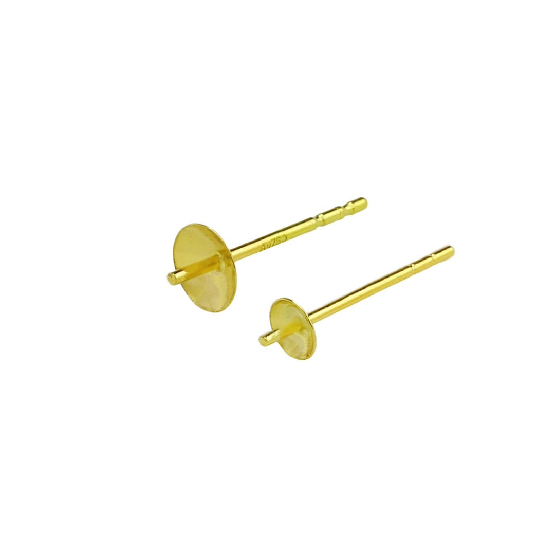 18k Gold Pearly Lustre Earrings Stud Holder WA00107 - PEARLY LUSTRE