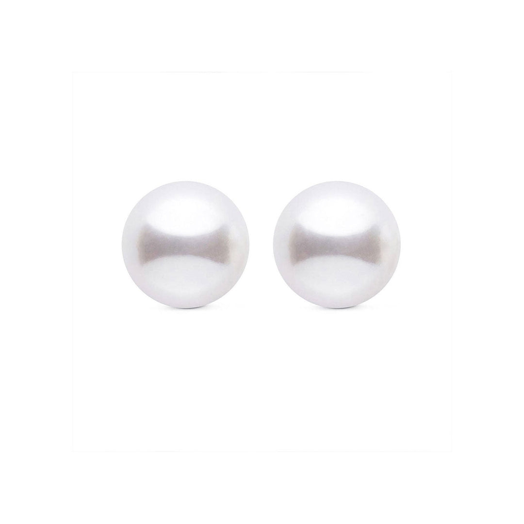 Elegant Freshwater White Round Pearl Stud Earrings WE00708 - PEARLY LUSTRE