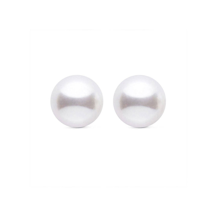 Elegant Freshwater White Round Pearl Stud Earrings WE00708 - PEARLY LUSTRE