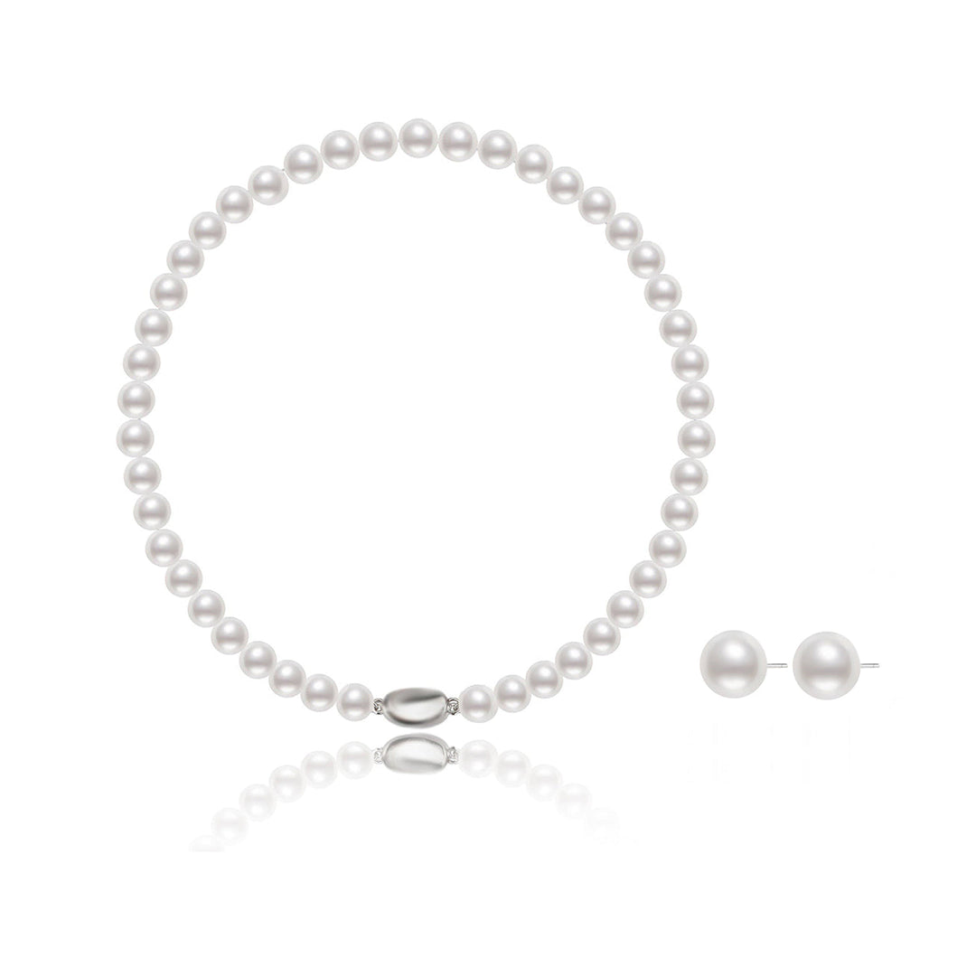 Top Grade Pearl Necklace + Earrings Set WS00090 - PEARLY LUSTRE