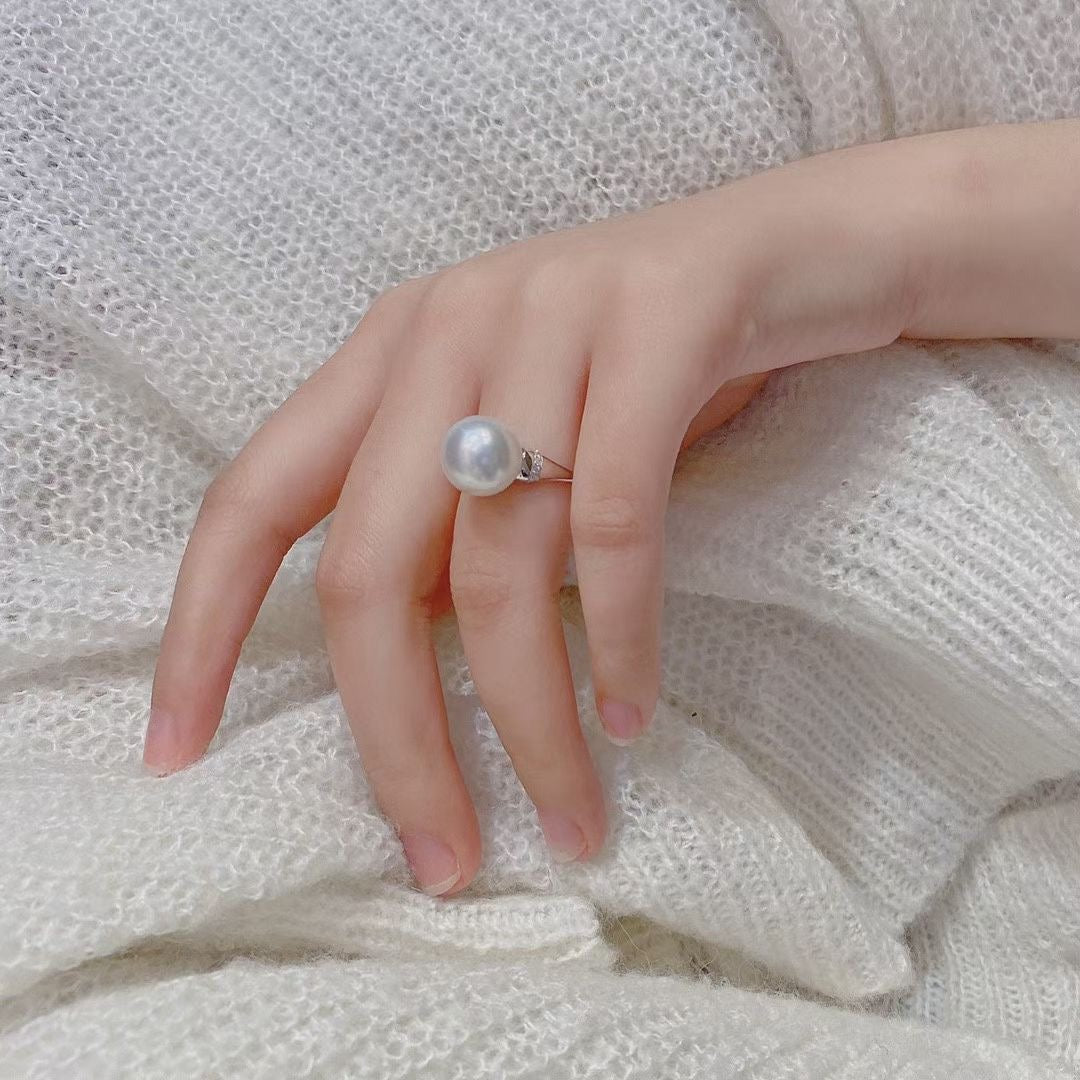 18K Solid Gold Pearl Ring KR00022 - PEARLY LUSTRE
