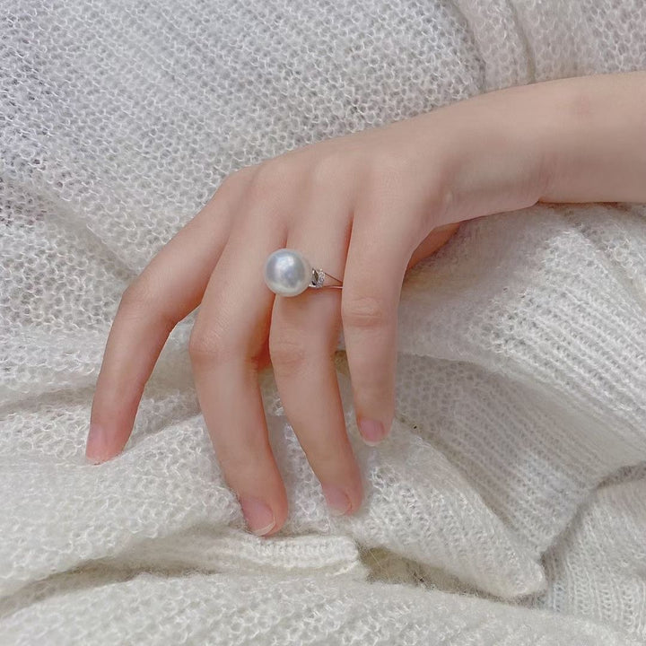 18K Solid Gold Pearl Ring KR00022 - PEARLY LUSTRE