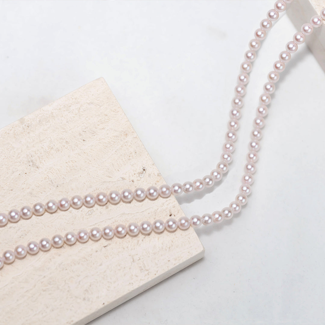 18k Gold Top Grading Aurora HANADAMA Akoya Pearl Necklace KN00025 - PEARLY LUSTRE