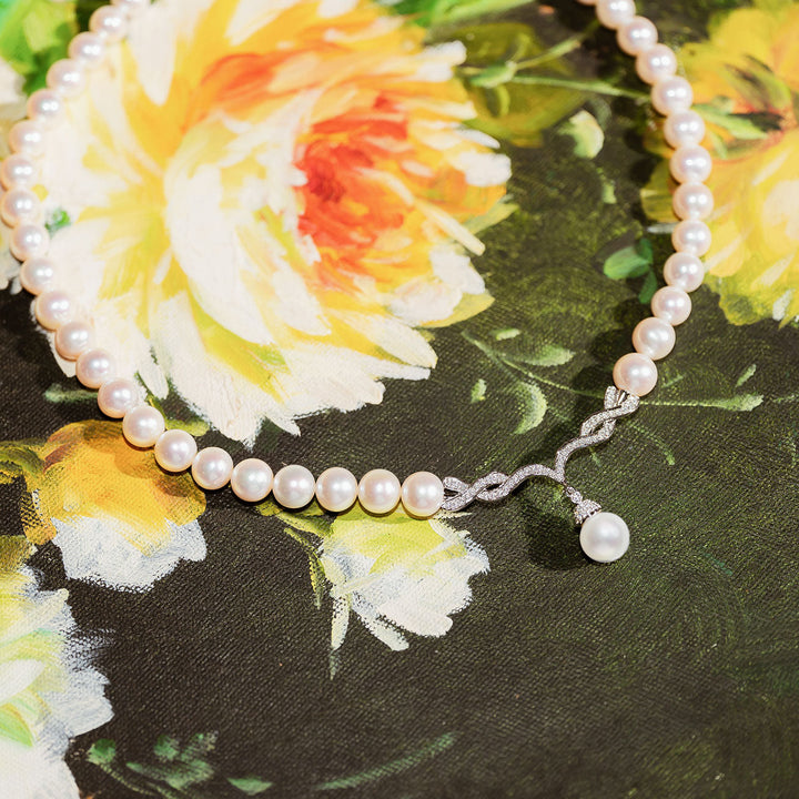 18K Solid Gold Freshwater Pearl Necklace KN00021 - PEARLY LUSTRE