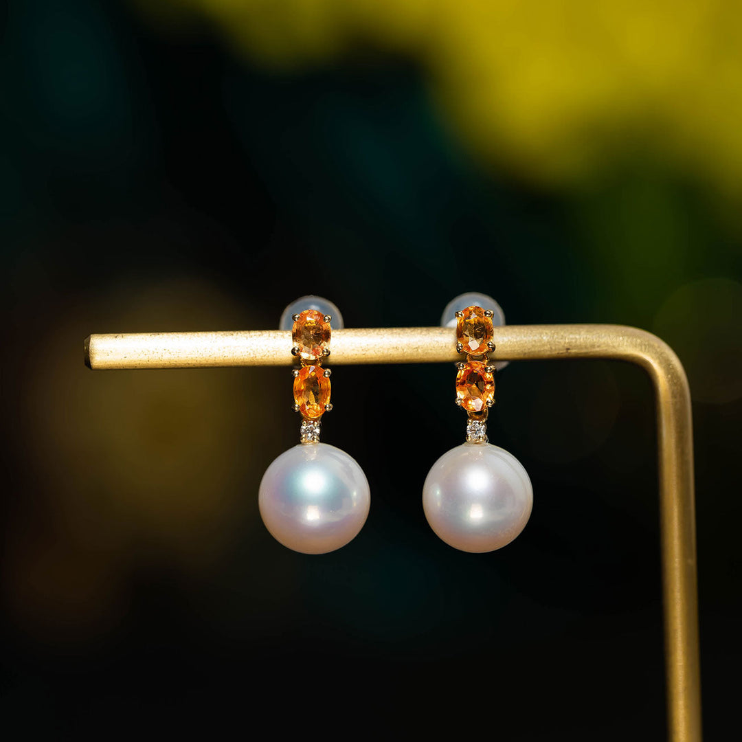 Birthstone 18k solid gold  Pearl Earrings KE00005 - PEARLY LUSTRE