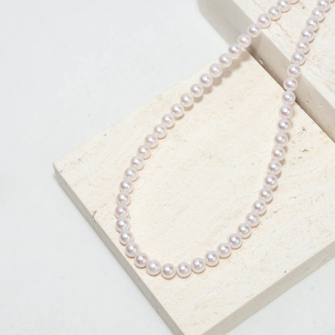 18k Gold Top Grading Aurora HANADAMA Akoya Pearl Necklace KN00025 - PEARLY LUSTRE