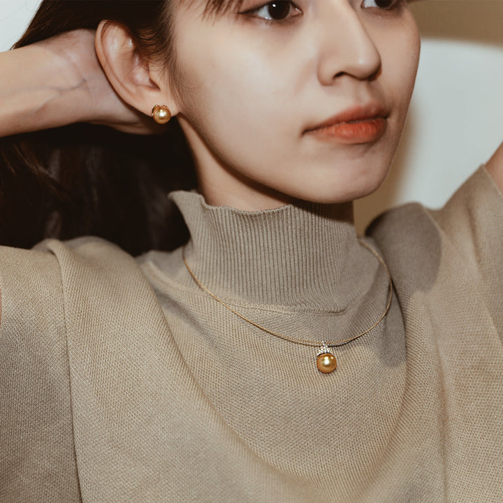 18K Solid Gold Pearl Necklace KN00005 - PEARLY LUSTRE