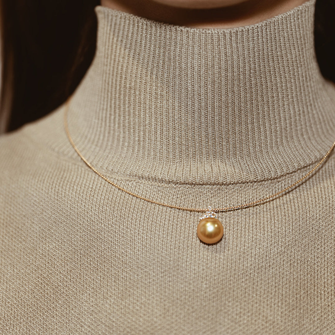18K Solid Gold Pearl Necklace KN00005 - PEARLY LUSTRE