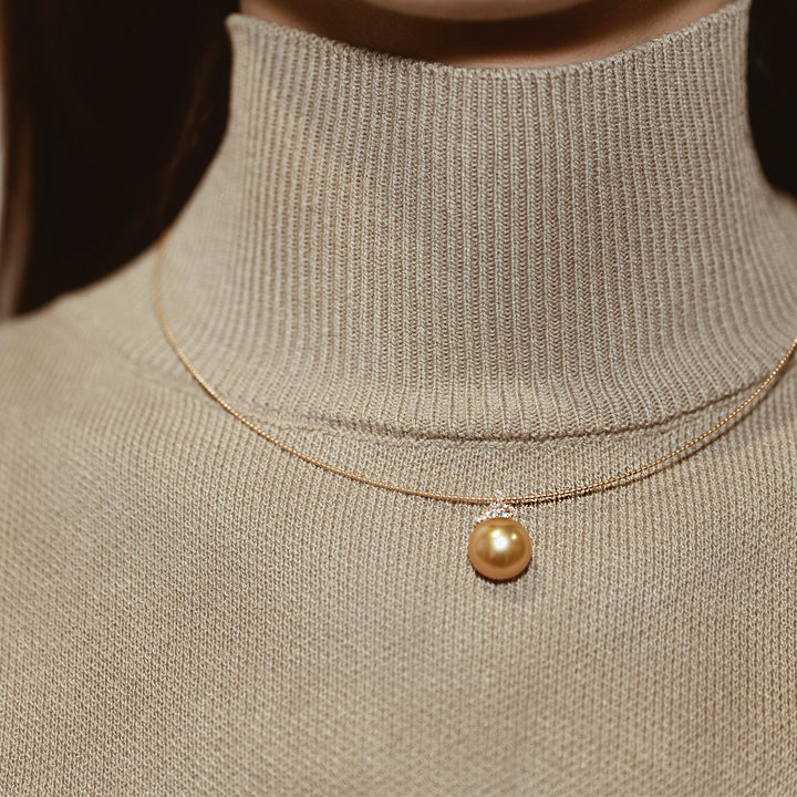 18K Solid Gold Pearl Necklace KN00005 - PEARLY LUSTRE