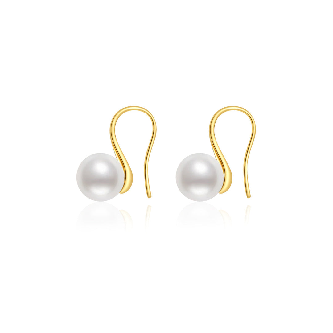 18K Solid Gold Elegant Freshwater Pearl Earrings KE00064 - PEARLY LUSTRE