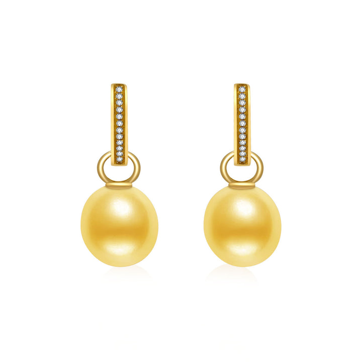 Elegant 18K Solid Gold South Sea Pearl Earrings KE00011 - PEARLY LUSTRE