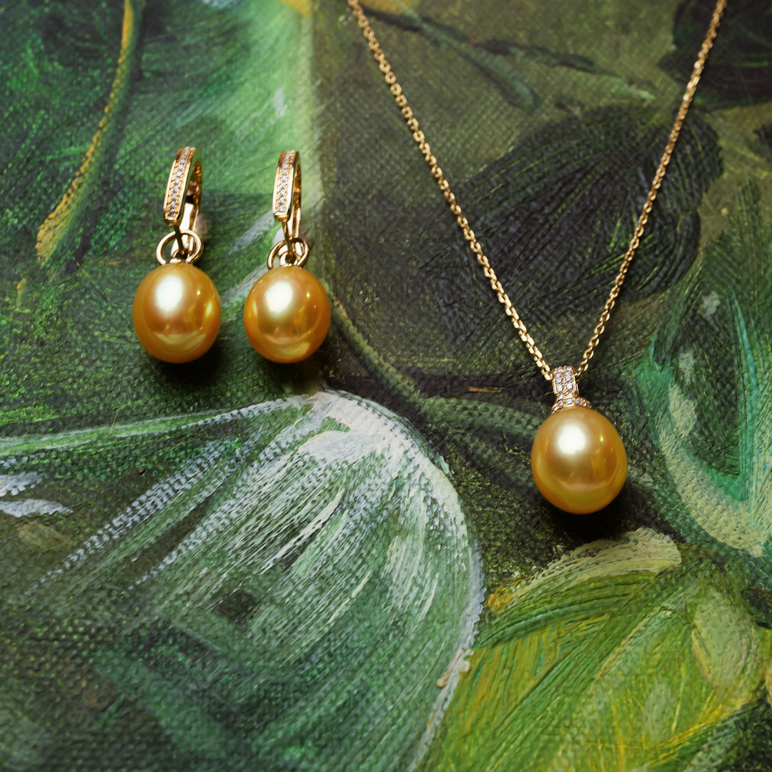 Elegant 18K Solid Gold South Sea Pearl Earrings KE00011 - PEARLY LUSTRE