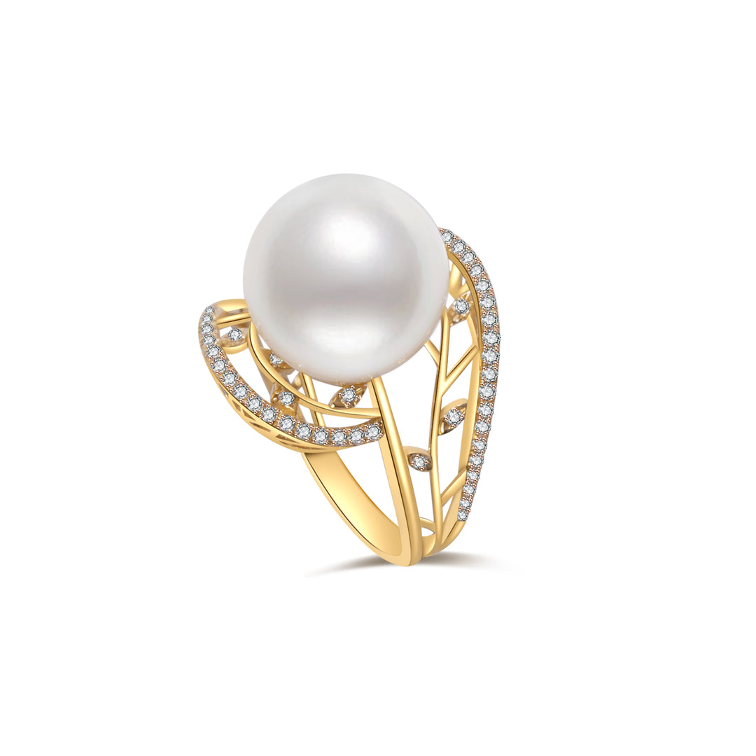 Elegant Edison Pearl 18K Solid Gold Ring KR00003 - PEARLY LUSTRE