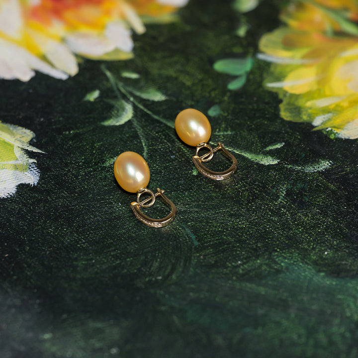 Elegant 18K Solid Gold South Sea Pearl Earrings KE00011 - PEARLY LUSTRE