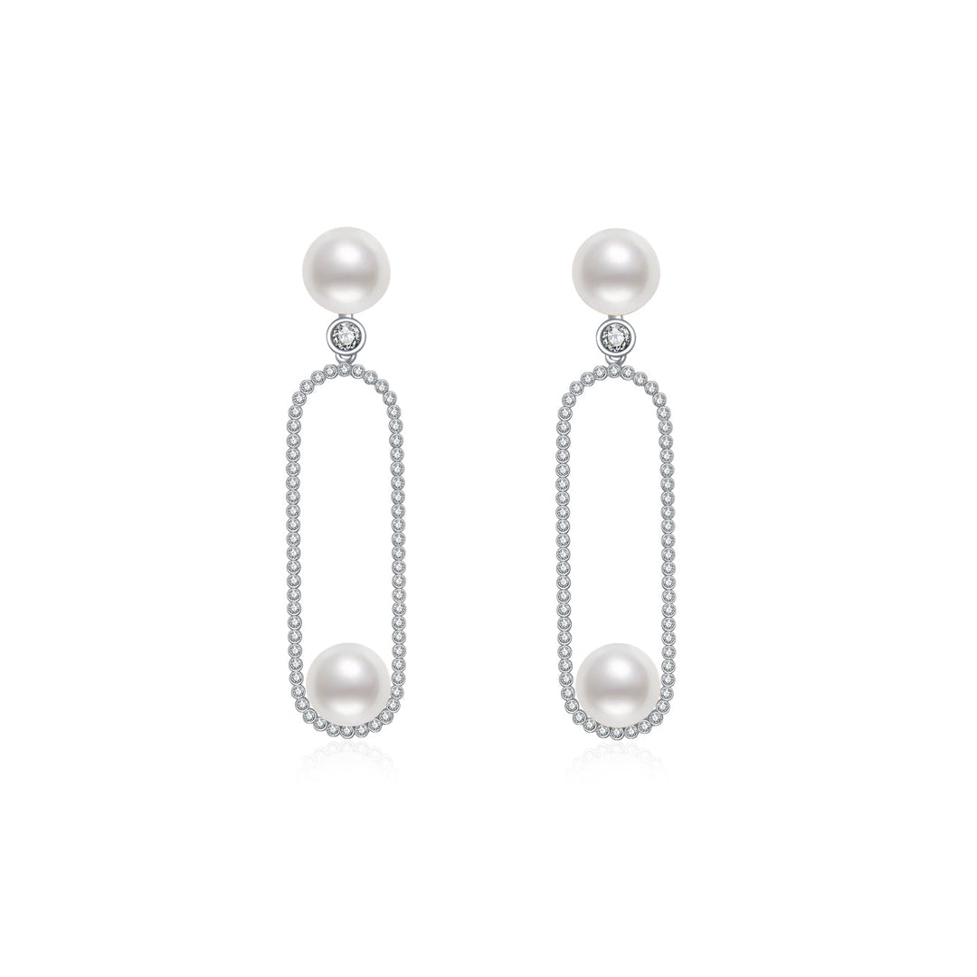 Elegant 18K Solid Gold Freshwater Pearl Earrings KE00008 - PEARLY LUSTRE