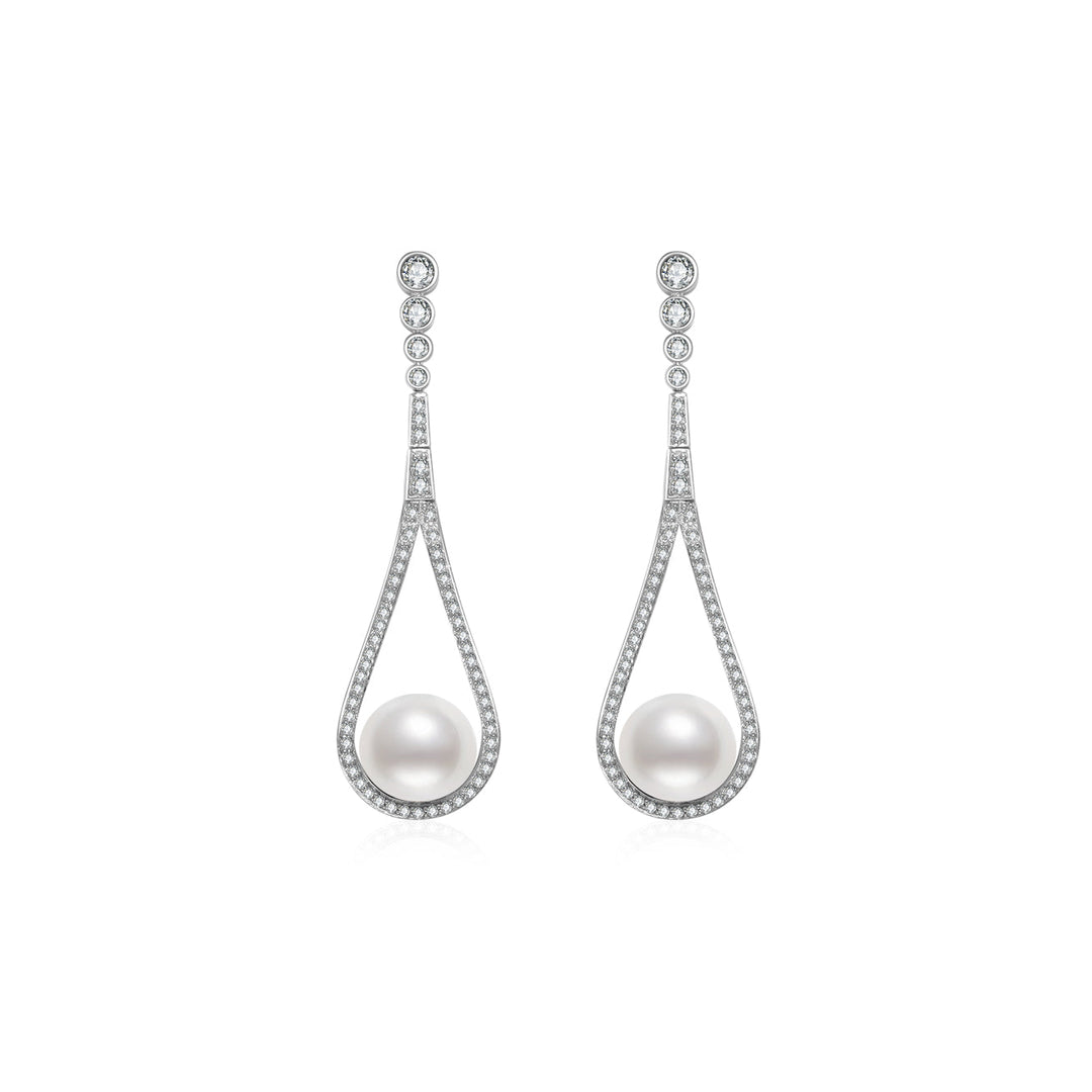 Elegant 18K Solid Gold Freshwater Pearl Earrings KE00009 - PEARLY LUSTRE