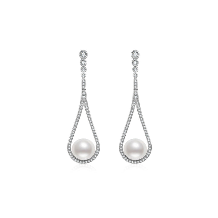Elegant 18K Solid Gold Freshwater Pearl Earrings KE00009 - PEARLY LUSTRE