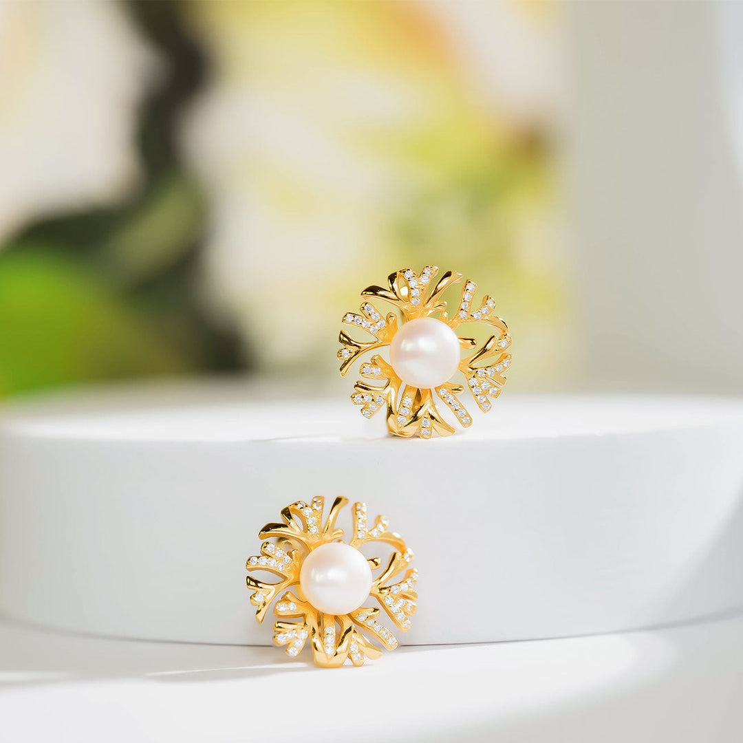 Elegant Freshwater Pearl Earrings WE00506 | GARDENS - PEARLY LUSTRE