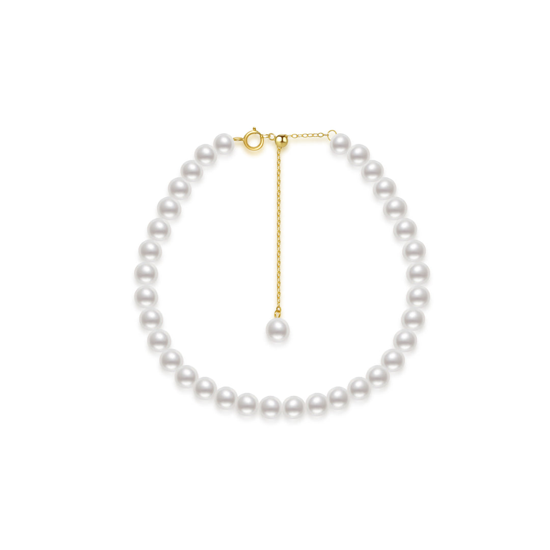 Elegant 18K Solid Gold Freshwater Pearl Bracelet KB00010 - PEARLY LUSTRE