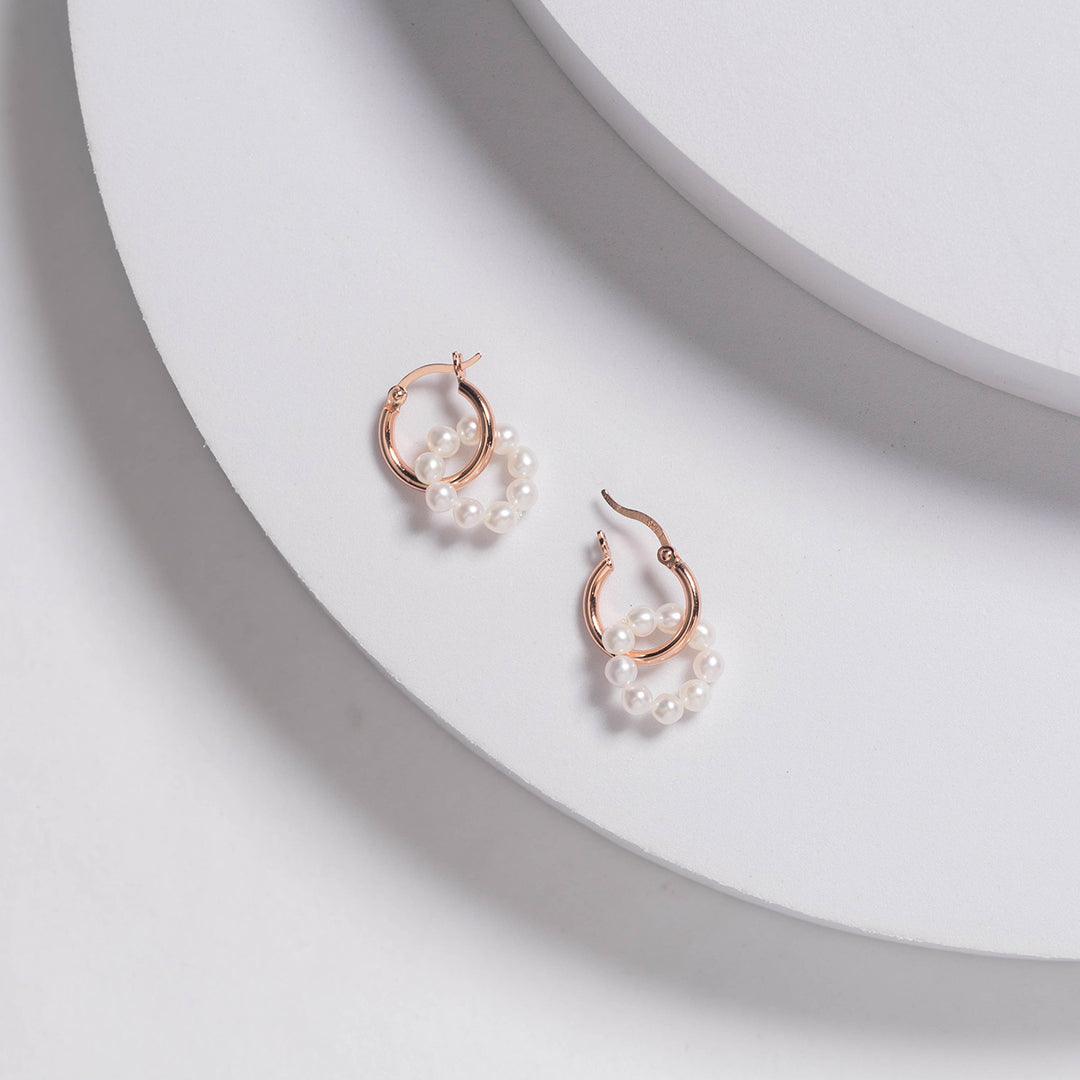 18K Solid Gold New Yorker Freshwater Pearl Earrings KE00035 - PEARLY LUSTRE