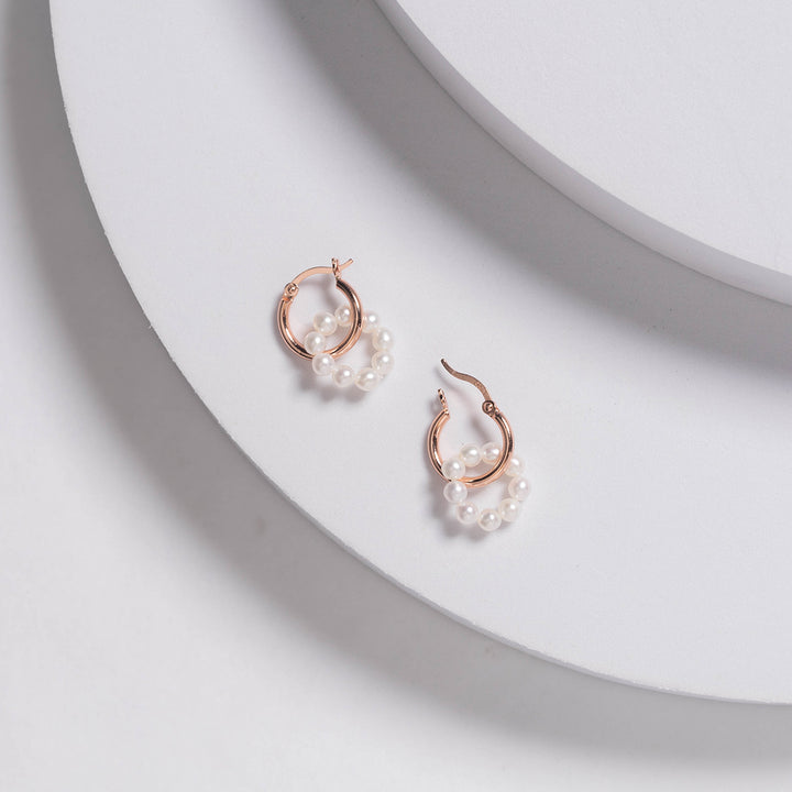 18K Solid Gold New Yorker Freshwater Pearl Earrings KE00035 - PEARLY LUSTRE
