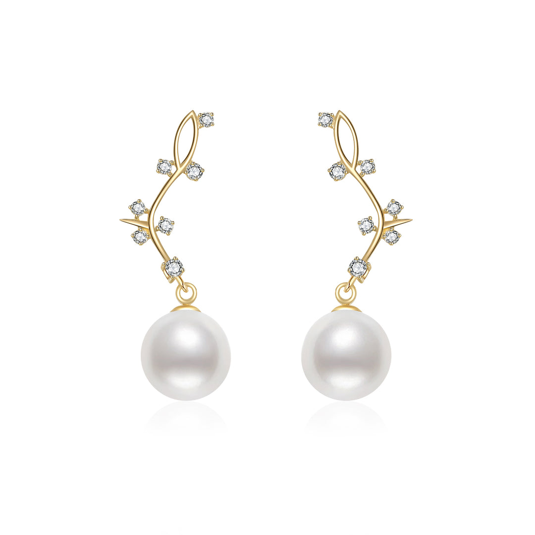 18k Freshwater Pearl Earrings KE00070 | STARRY - PEARLY LUSTRE