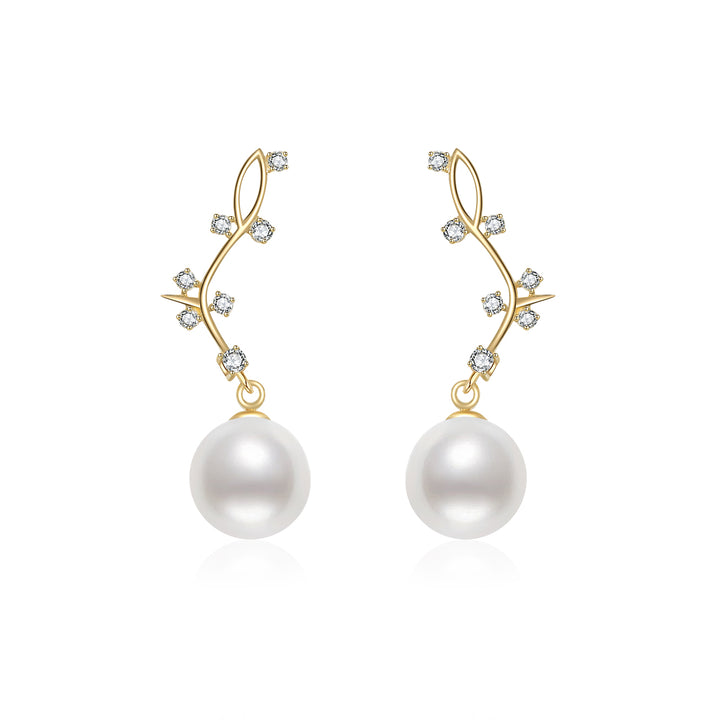 18k Freshwater Pearl Earrings KE00070 | STARRY - PEARLY LUSTRE